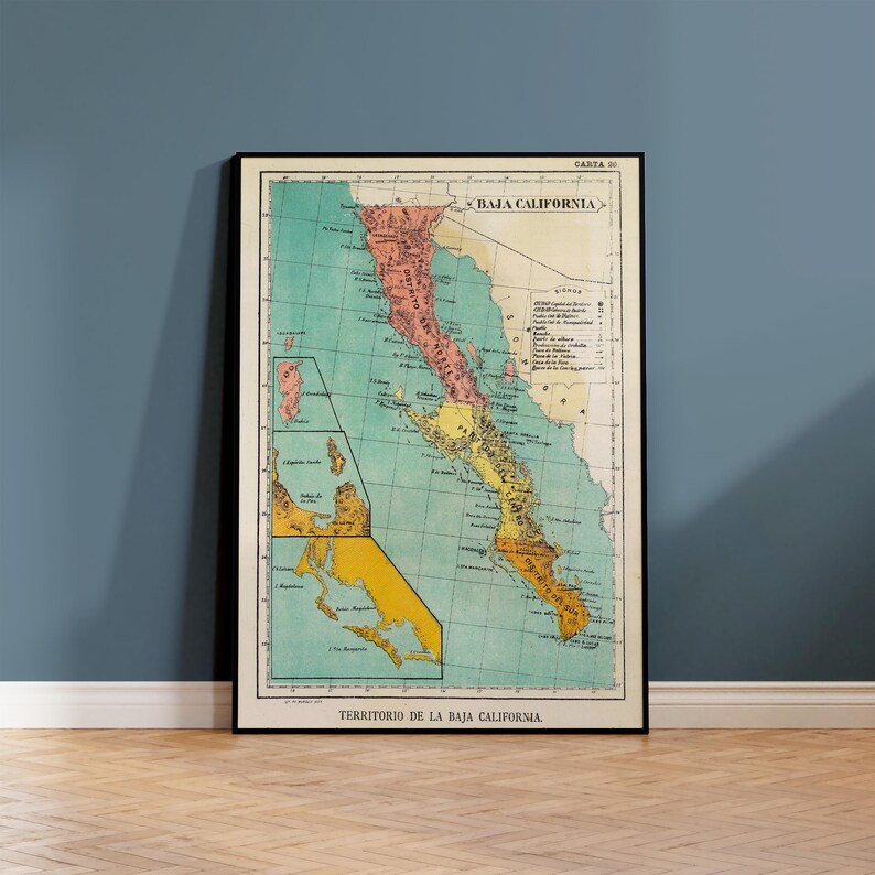 Impression de carte vintage de Basse-Californie - Art de 1899 sur papier mat image 12