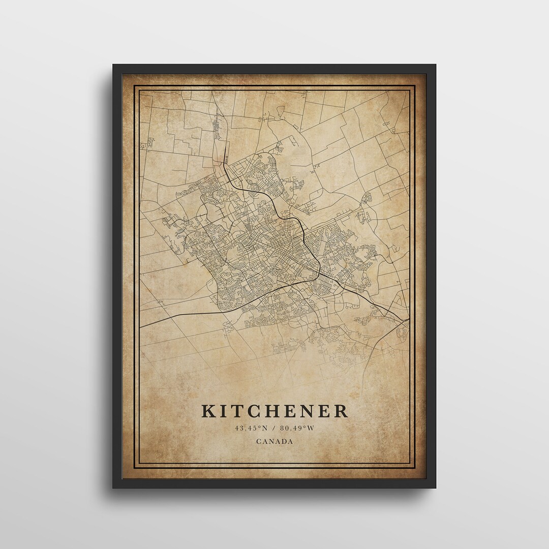 Kitchener Map Canada Kitchener Map Print Kitchener Map Art - Etsy