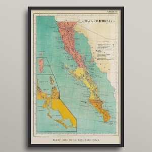 Impression de carte vintage de Basse-Californie - Art de 1899 sur papier mat image 4