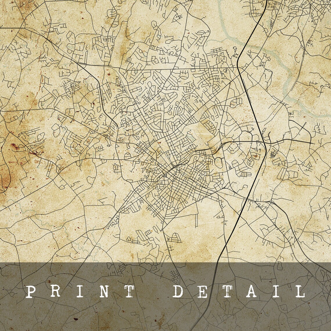Vintage Rock Hill Map South Carolina Vintage style Map City Etsy