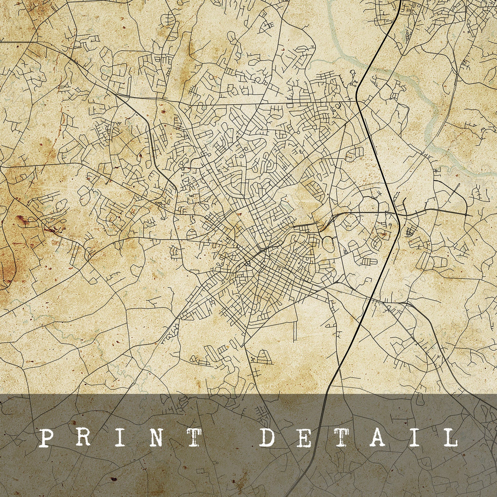 Vintage Rock Hill Map South Carolina Vintage Style Map City | Etsy