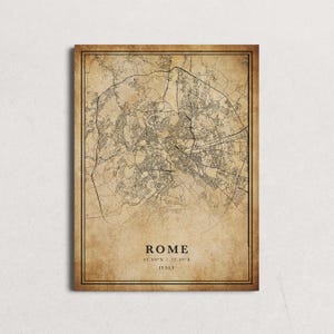 Rome Vintage Map Print: Minimalist City Art on Canvas or Paper image 8