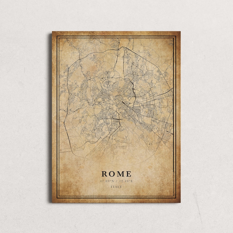 Rome Vintage Map Print: Minimalist City Art on Canvas or Paper image 8
