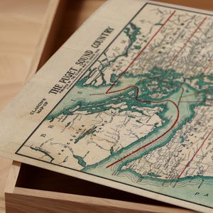 ピュージェット湾地図プリント：1910年頃のヴィンテージアート作品 画像 16