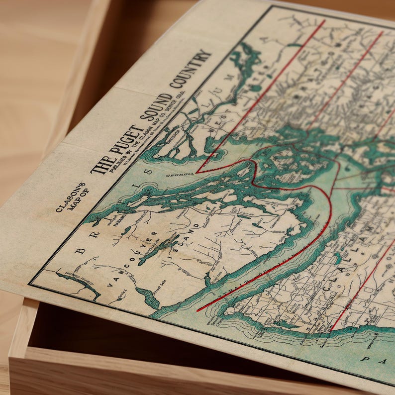ピュージェット湾地図プリント：1910年頃のヴィンテージアート作品 画像 16