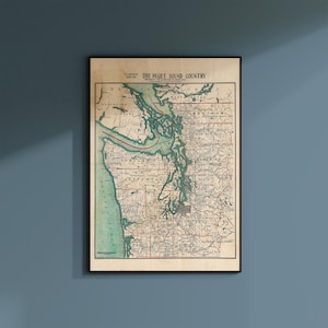 ピュージェット湾地図プリント：1910年頃のヴィンテージアート作品 画像 14