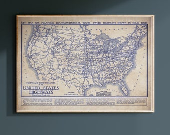 United States map, Vintage United States map, old blueprint map, map poster, vintage map, history lover, old map, United States historic map