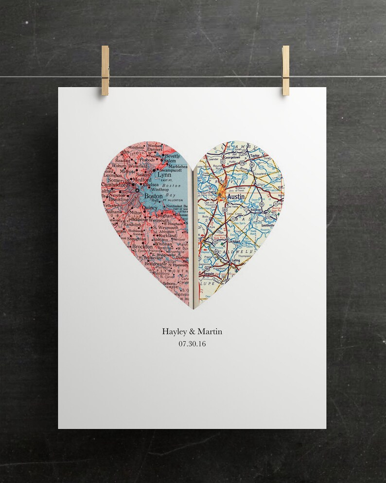 Heart Map Art, Map Heart, Heart Map Print, Personalized Map Framed, Personalized Map Gift, New Home Map Gift, Wood Framed, City Map image 10