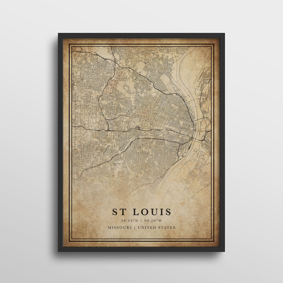 St Louis Map Missouri St Louis Map Print St Louis Map Art - Etsy