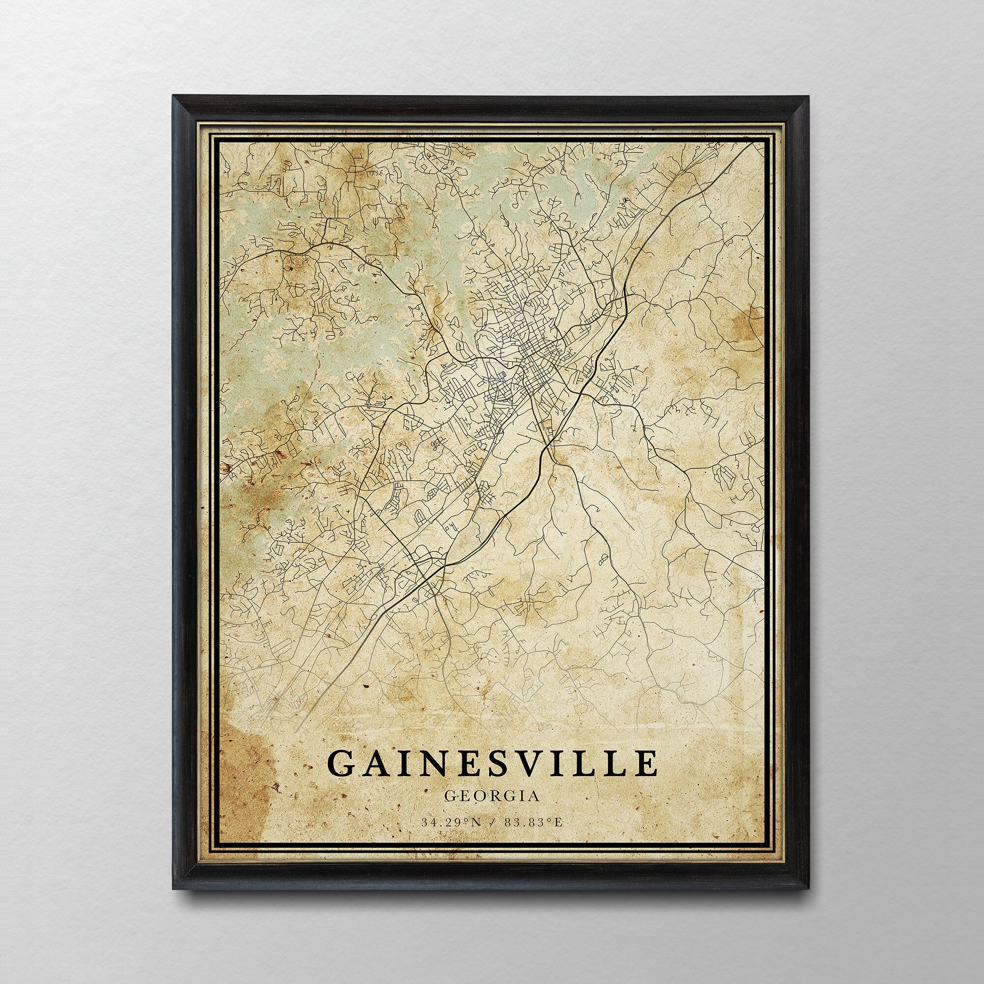 Vintage Gainesville Map Vintage style Map City Map Etsy
