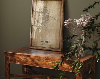 Mobile Alabama Map Print: Vintage Style Wall Art