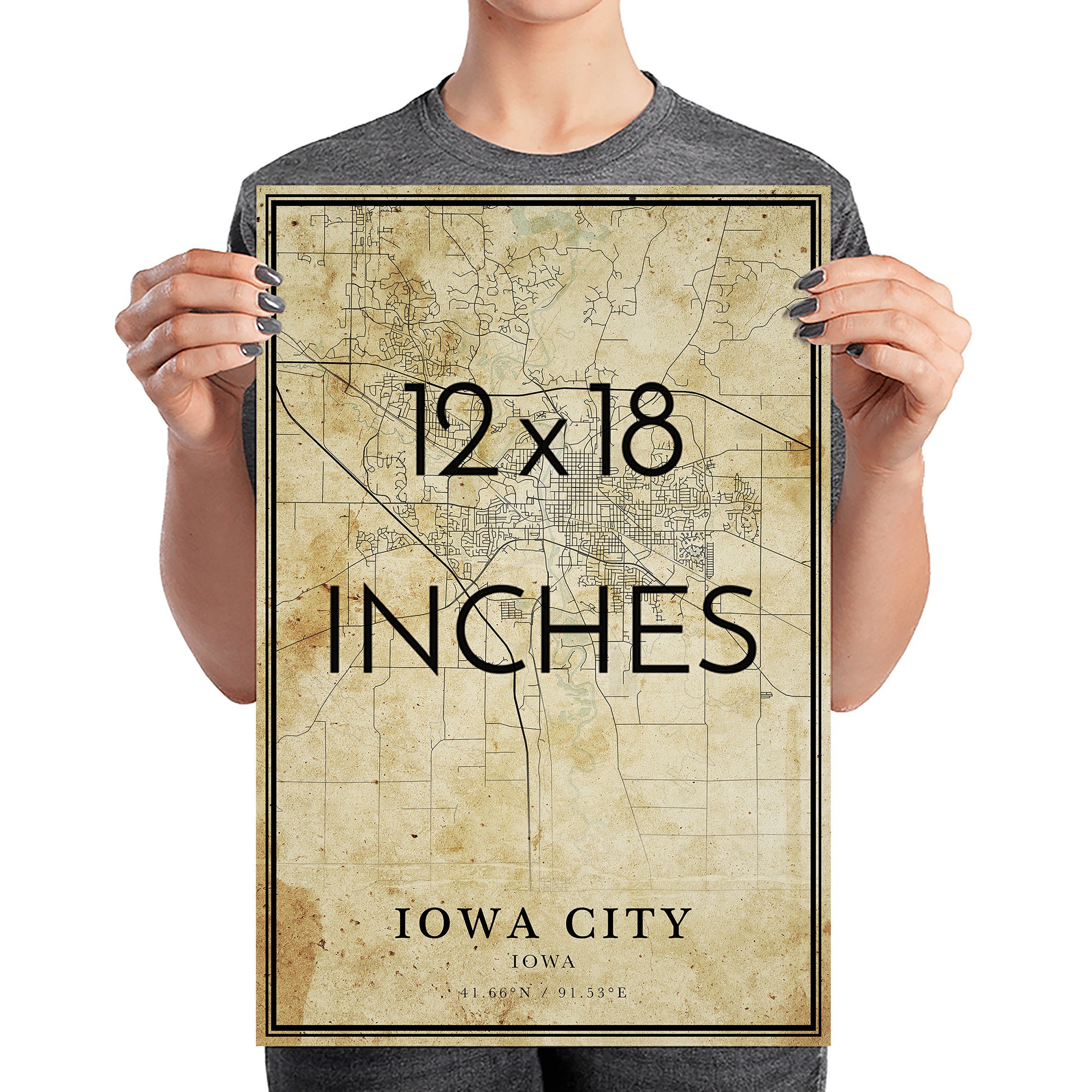 Vintage Iowa City Map Iowa Vintage style Map City Map Iowa | Etsy
