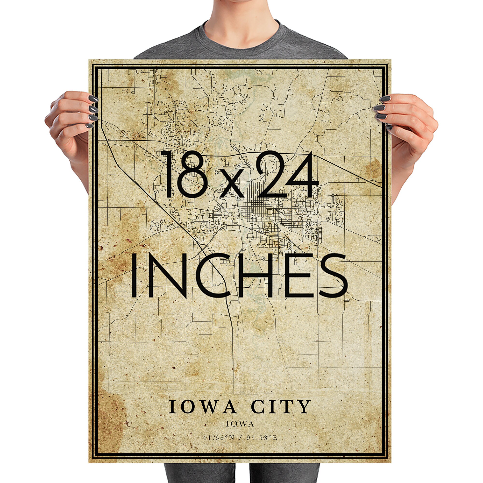 Vintage Iowa City Map Iowa Vintage style Map City Map Iowa | Etsy