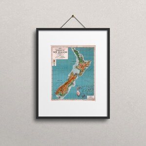 Vintage New Zealand Map Print - 1951 Retro Wall Art image 4