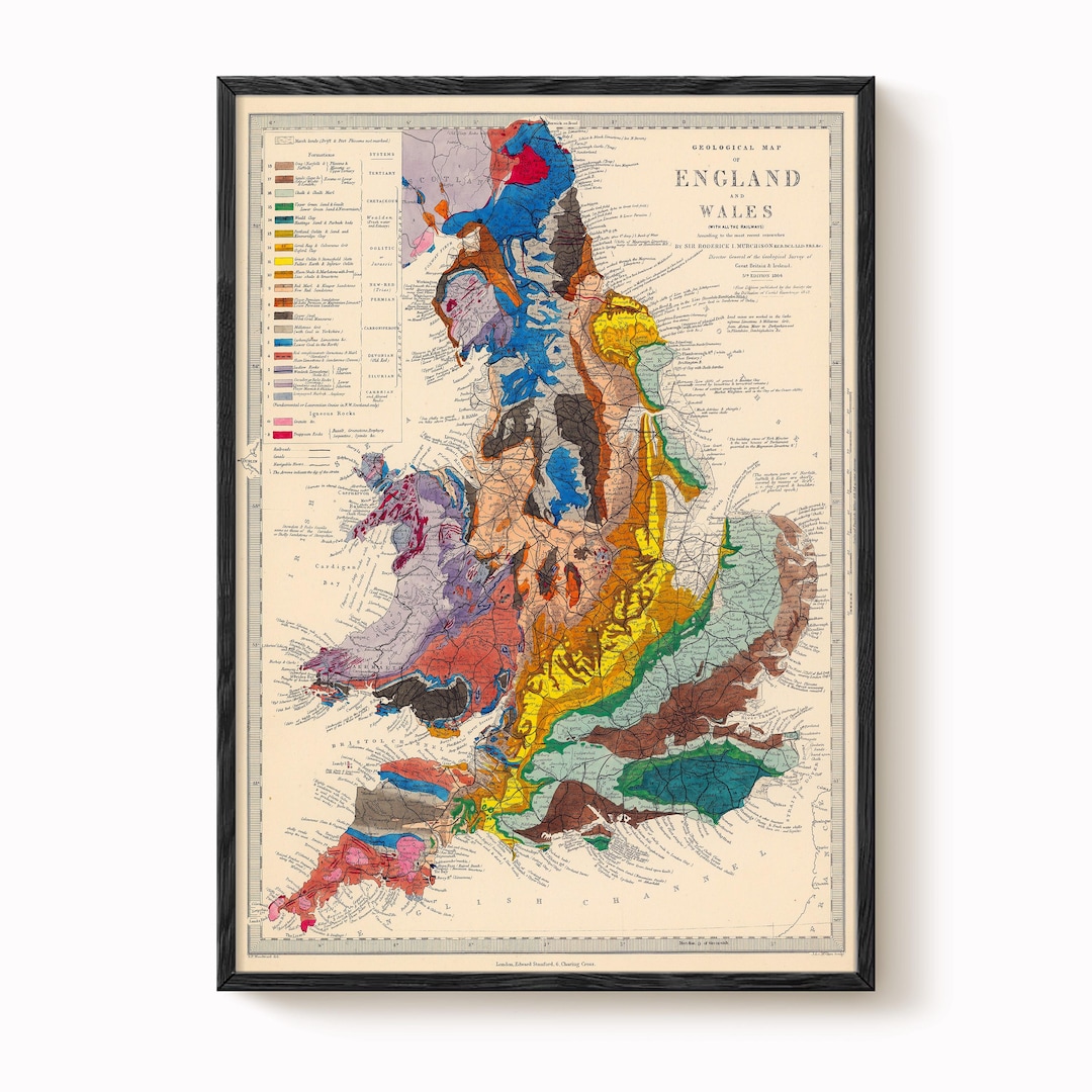 Geological Map Print: Vintage England and Wales - Fine Art Paper - Etsy
