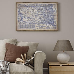 South Dakota Vintage Map Print (1930s Blueprint, Fine Art Paper) image 7