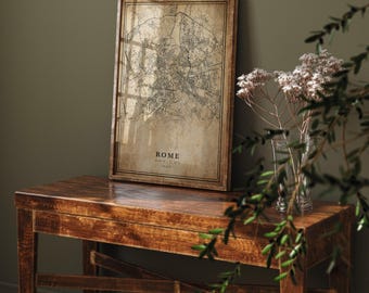 Rome Vintage Map Print: Minimalist City Art on Canvas or Paper
