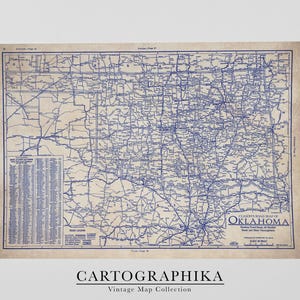 Oklahoma Map Poster: Vintage 1930s Blueprint - Historic Roads Detail image 3