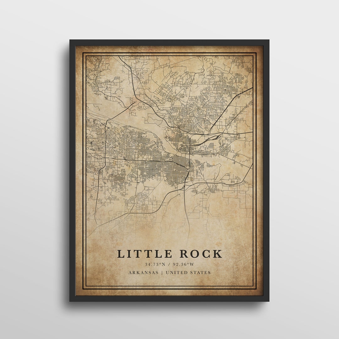 Little Rock Map Arkansas Little Rock Map Print Little Rock Etsy