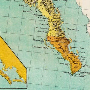 Impression de carte vintage de Basse-Californie - Art de 1899 sur papier mat image 6