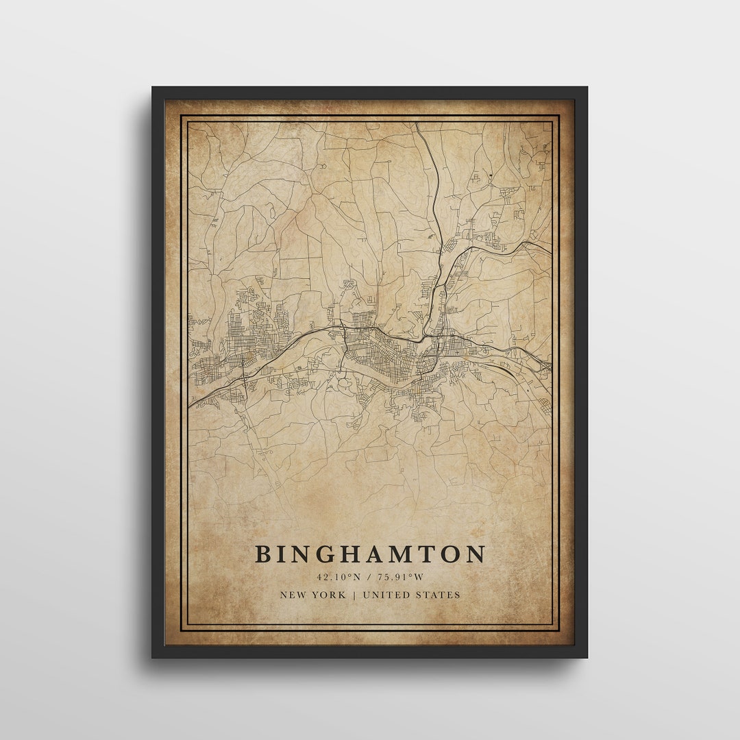 Binghamton Map New York Binghamton Map Print Binghamton - Etsy