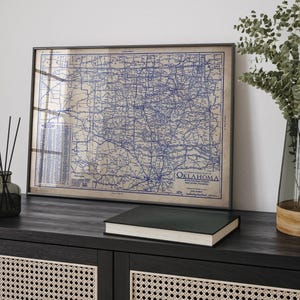 Oklahoma Map Poster: Vintage 1930s Blueprint - Historic Roads Detail image 5