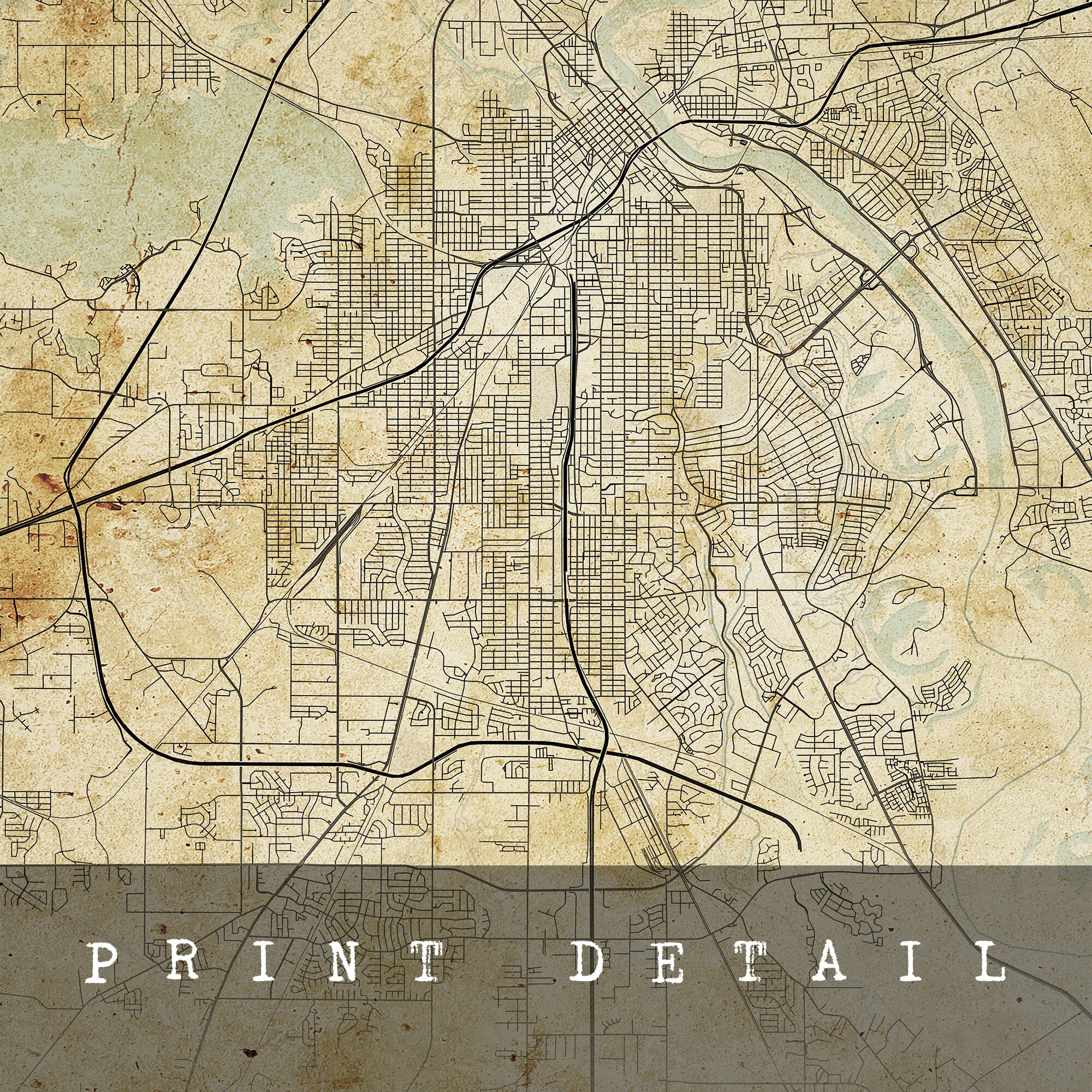 Vintage Shreveport Map Louisiana Vintage style Map City Etsy