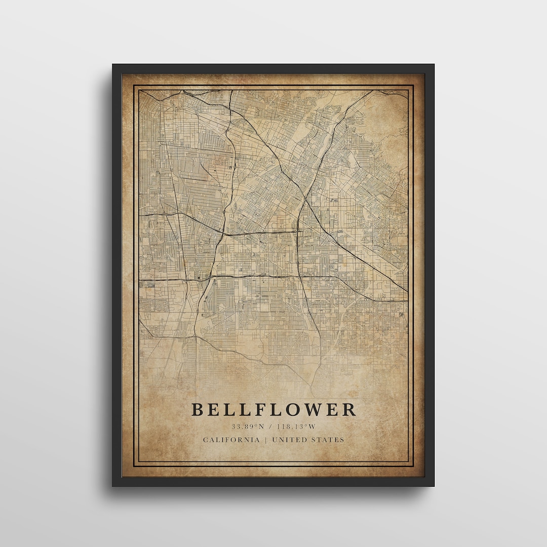 Bellflower Map California Bellflower Map Print Bellflower - Etsy