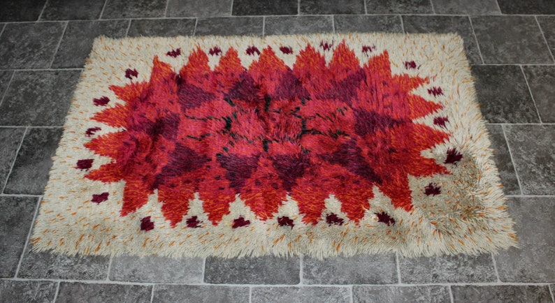 Modernist Vintage Mid Century Modern Woven Rya Rug Carpet Mat - Etsy