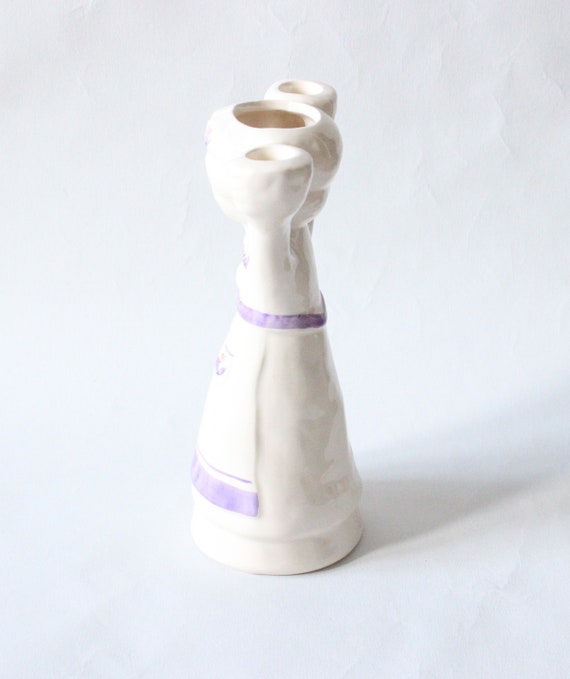 Vintage Mid Century Modern Ceramic Face Vase Candleholder Pottery