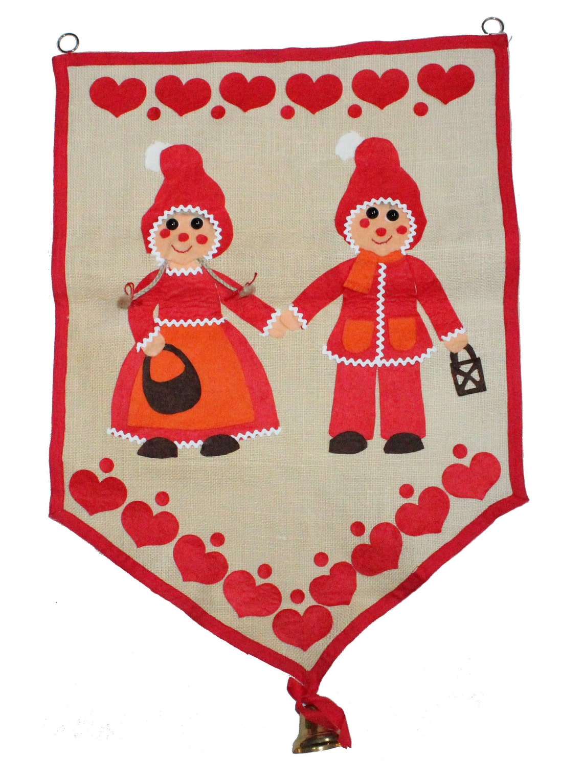 Vintage Christmas Wall Hanging Tapestry Textile Art Santas Mr Etsy