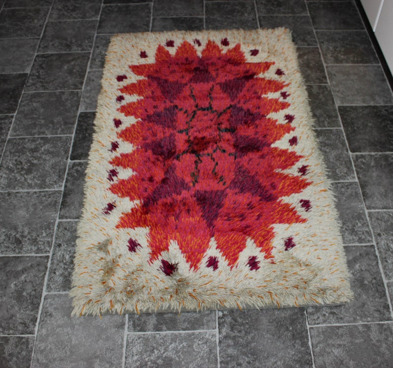 Modernist Vintage Mid Century Modern Woven Rya Rug Carpet Mat - Etsy