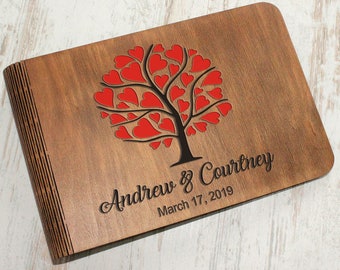 Tree Personalized Wedding Photo Album, Photo Guest Book, Custom Family Photo GuestBook, Rustic Wooden Photo Album Gift for Couple