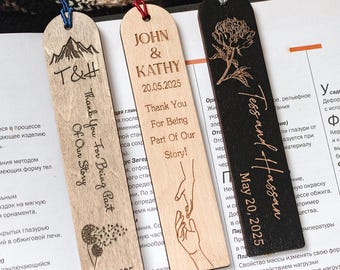 Bookmark Favors, Personalized Wedding Favor Gift, Wooden Place Cards, Custom Wedding Bookmarks in Bulk, Gift for Guest