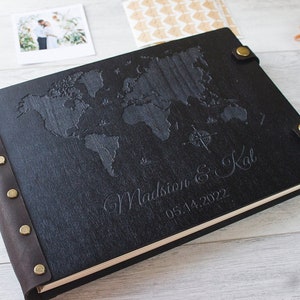 Álbum de fotos de madera personalizado, nuestro libro de aventuras, regalo de boda para pareja, álbum de recuerdos de viaje