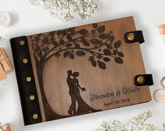 Personalized wedding photo album, Personalized family album, Custom wooden album, Unigue couple photo album