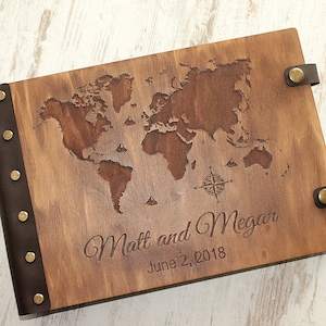 Personalized wedding photo album Wooden travel photo album Family adventure photo album Custom photo album Travel photo album