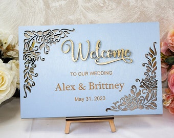 3D Wedding Welcome Sign, Wooden Wedding Decor, Welcome to Our Forever Sign, Personalized Wedding Name Sign Wood