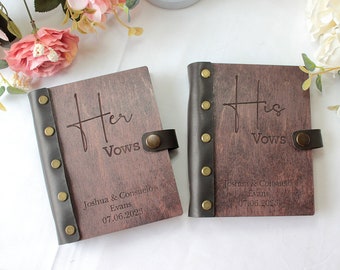 Wedding Vow Books Set of 2. Personalized Vow Books. Custom Wooden Wedding Vow Book