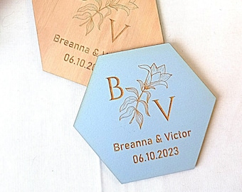 Wedding Guests Gift, Personalized Wedding Favors, Favors for Guests in Bulk, Rustic Wood Decor, Wedding Party Favors, Wedding Gift Coasters