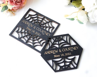 Gothic Wedding Favors Coaster, Halloween Coaster Favors for Guests in Bulk, Gothic Wedding Decor, Guests Gift