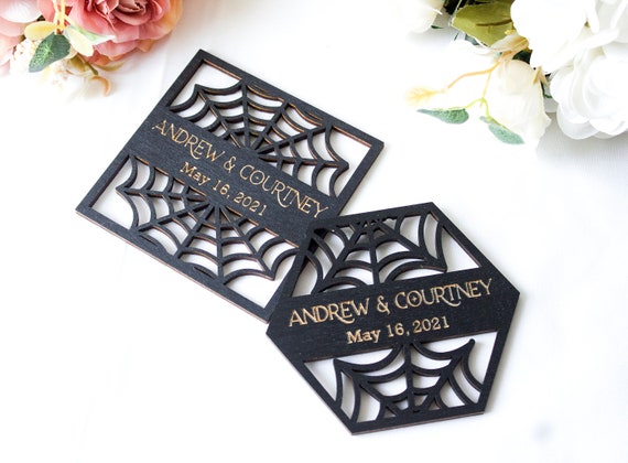 Gothic Wedding Favors Coaster, Halloween Coaster Favors for Guests in Bulk, Gothic Wedding Decor, Guests Gift