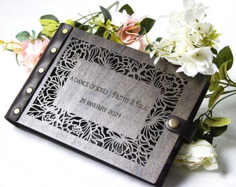 Personalized Wedding Guest Book – Custom Wooden Rustic Keepsake, Unique Gift for Couple, GuestBook Alternative