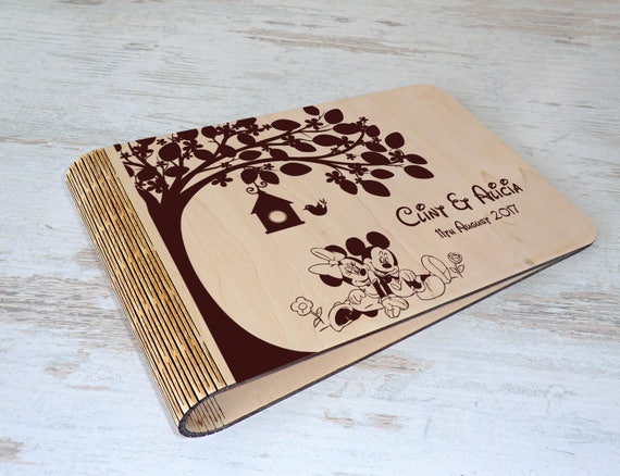 Guest Book Personalized Album Disney Wedding Wood Guest Book A4