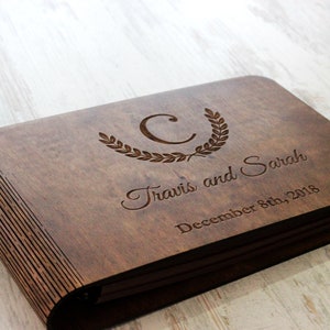 Wedding Photo Albums, Personalized Photo Guest Book, Custom Family Photo GuestBook Rustic Wooden Wedding Guest Book Gift for Couple image 10