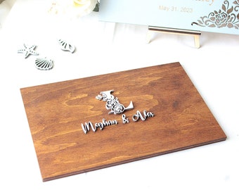 3D Mountain Alternative Guest Book, Our Adventure Begins Guest Book, Wedding Guest Book, Wood Last Name Guest Book Sign