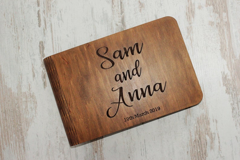 Wedding Photo Albums, Personalized Photo Guest Book, Custom Family Photo GuestBook Rustic Wooden Wedding Guest Book Gift for Couple image 1