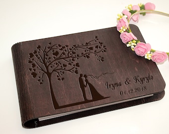 Personalized photo album, Couple gift, Wood photo guest book, Family album, Custom photo guest book, Wedding gift