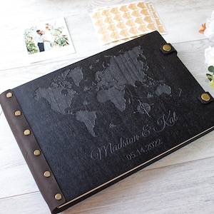 Gepersonaliseerde houten fotoalbum, ons avonturenboek, plakboek bruiloft voor stel, reisgeheugenalbum