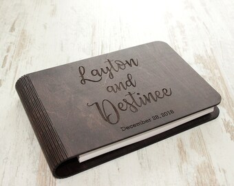 Rustic Wooden Wedding Guest Book, Personalized Custom Guestbook with Names & Date, Photo Guest Book, Farmhouse Wedding Decor